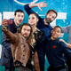 Ezra Miller, Jason Momoa, Gal Gadot, Ben Affleck, Ray Fisher, and Henry Cavill